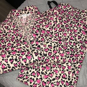 Victoria Secret pj set long sleeve and pants pink hearts